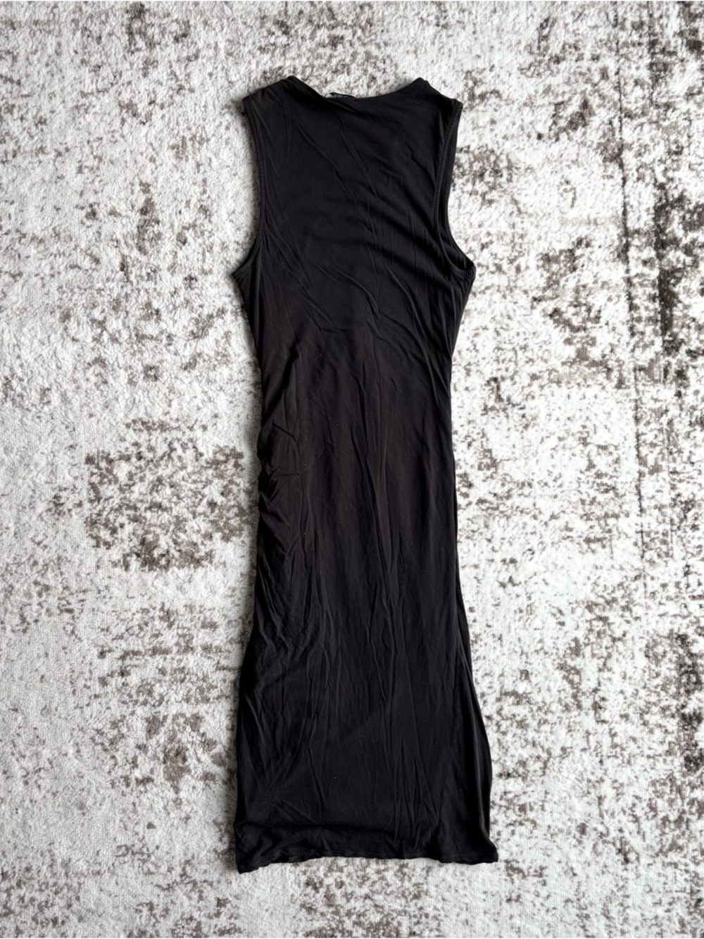 James Perse Draped 100% Cotton Sleeveless V-Neck Ruched Dark Grey Maxi Dress - Picture 3 of 7